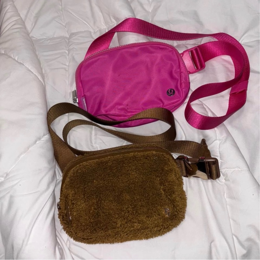 2 lululemon athletica Everyday Crossbody Bag Pink and Plush Brown